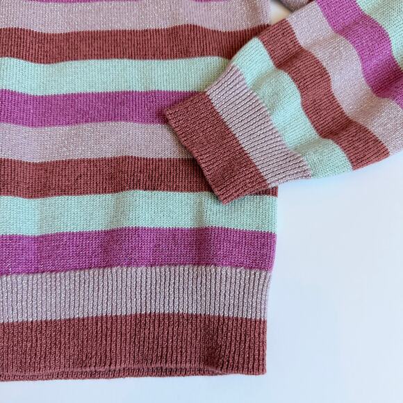 Peek Kids Girls Pink Metallic Striped Sweater 4/5 - Picture 3 of 7
